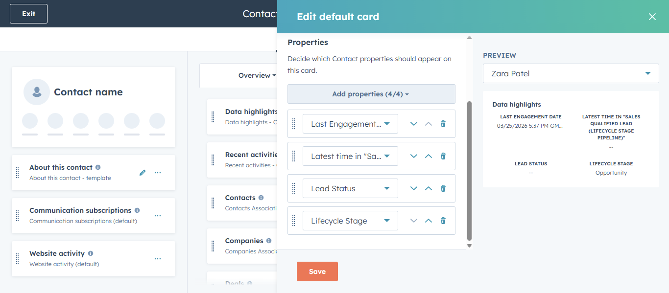 HubSpot contacts filter options for lead prioritization