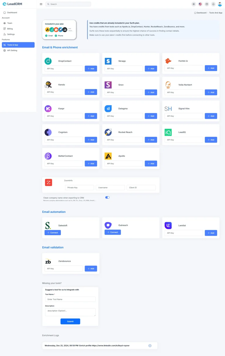 LeadCRM Tools & Apps