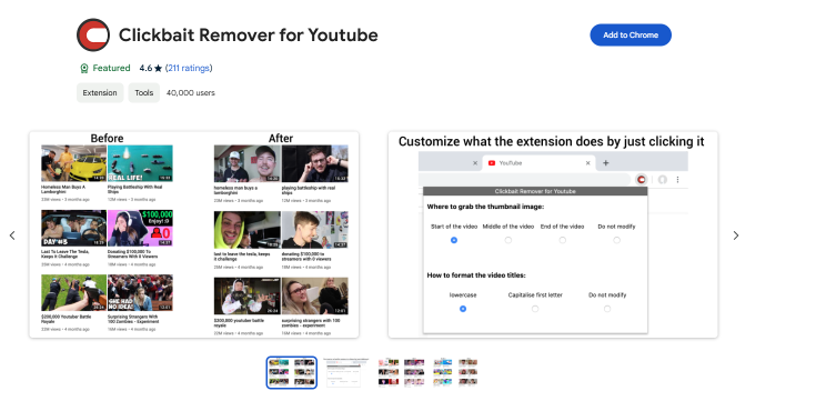 Clickbait Remover for Youtube