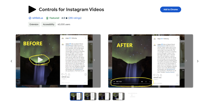 Control for Instagram Videos