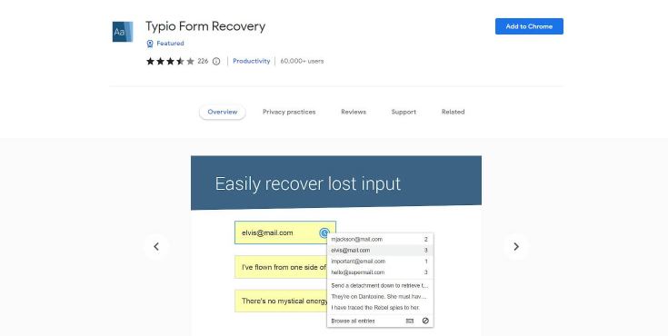 Typio Form Recovery