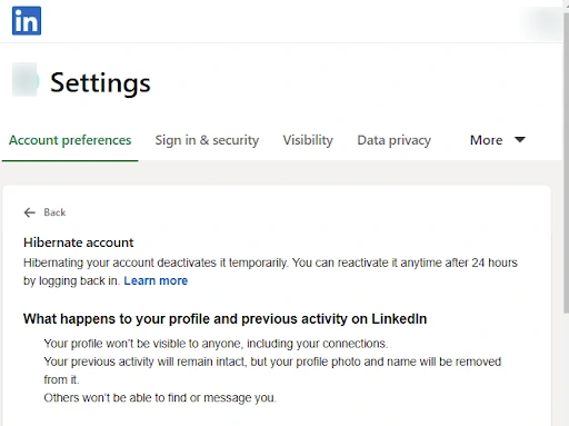 LinkedIn Account Hibernation