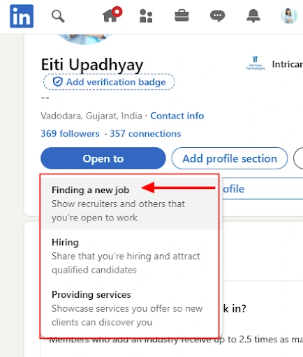 Managing "Open to Work" Privacy