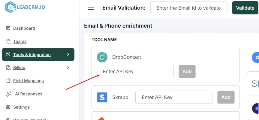 Configure API Access in LeadCRM