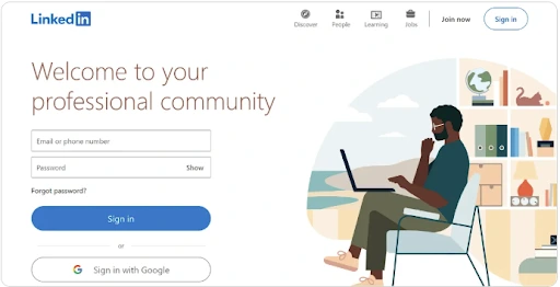 Step 1- Log in to LinkedIn