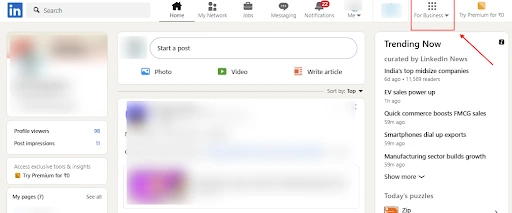 Step 2- Access the “Create a Company Page” Option
