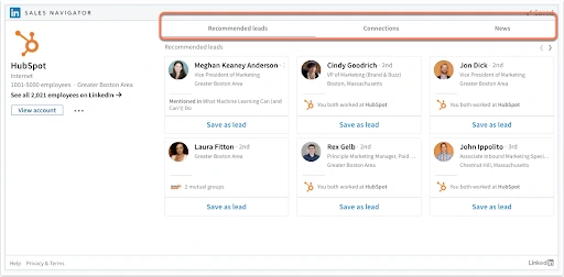 Features After Integration of LinkedIn and HubSpot