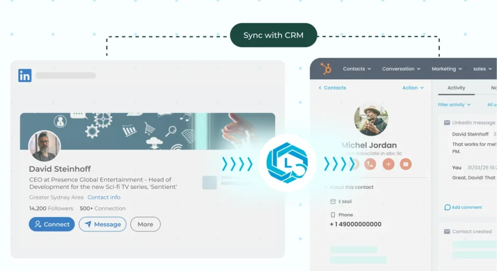 sync to crm hero section