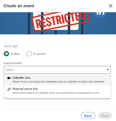Step 1 - Create an Event on LinkedIn