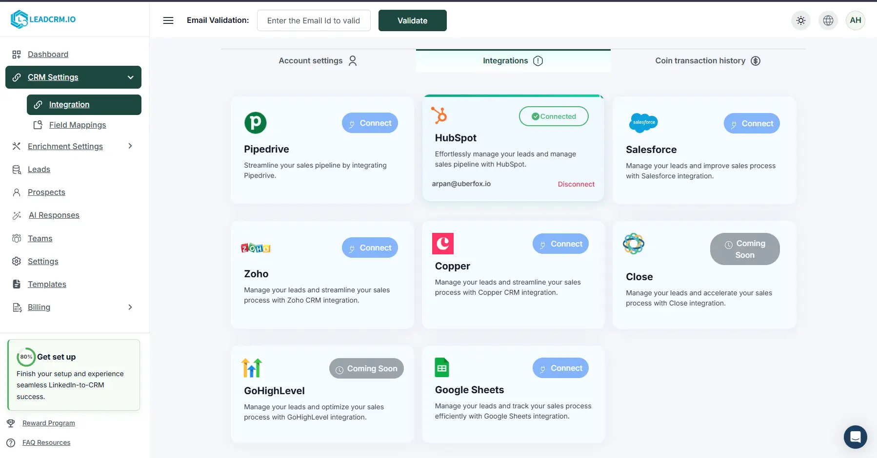 Connect HubSpot to LeadCRM