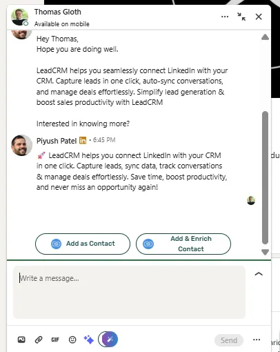 Sync LinkedIn Messages to Zoho CRM