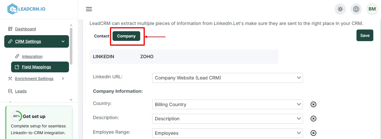 Sync LinkedIn Messages to Zoho CRM