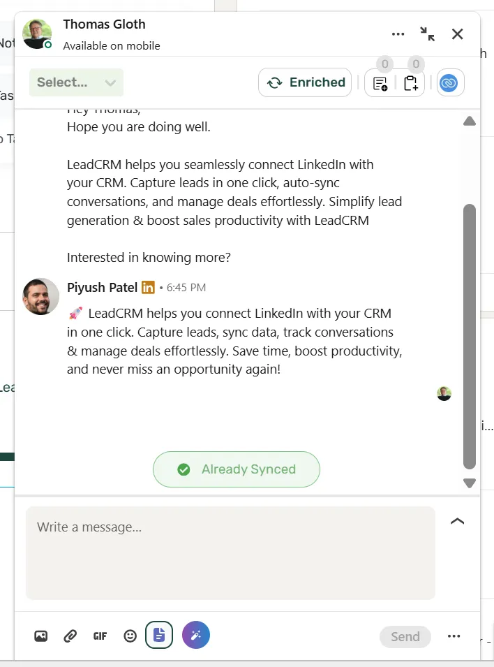 Sync LinkedIn Messages to Zoho CRM
