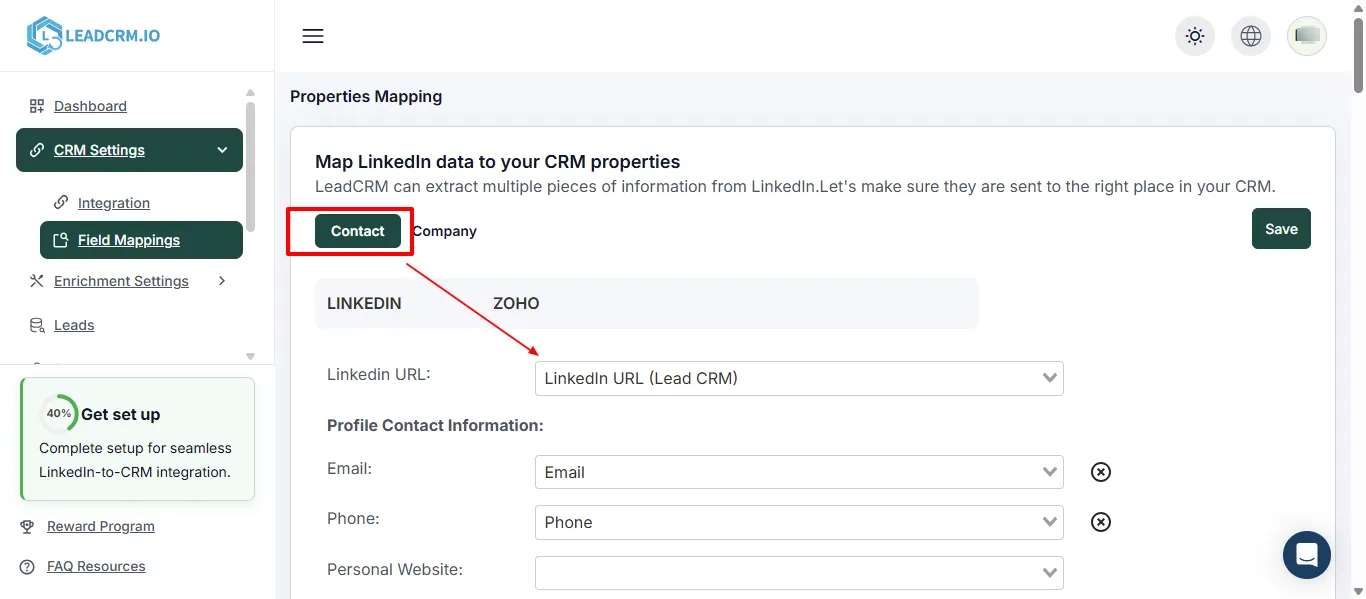 Sync LinkedIn Messages to Zoho CRM