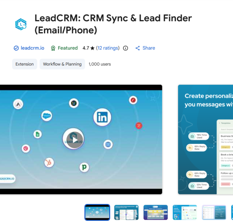 Chrome Extension Listing LeadCRM